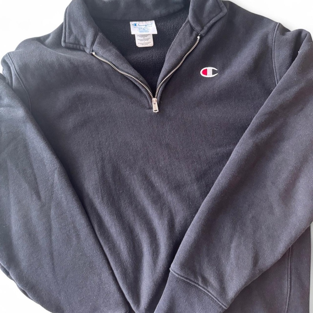 Champion Black Quarter-Zip Pullover with Red & White Logo
